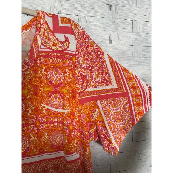 Rose & Oliver floral T-shirt sheer hem Paisley Bohemian TradMom plus size - Picture 3 of 10